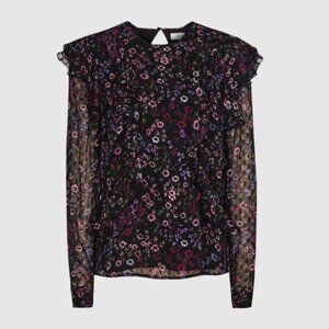 Faiza Floral Printed Ruffle Neck Blouse